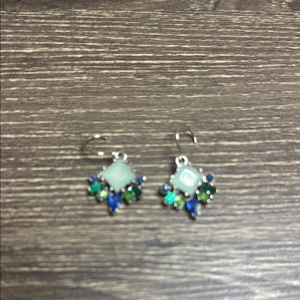 Chloe + Isabel Silver and Green Cluster Earrings